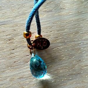 Tous blue topaz pendant in water drop shape